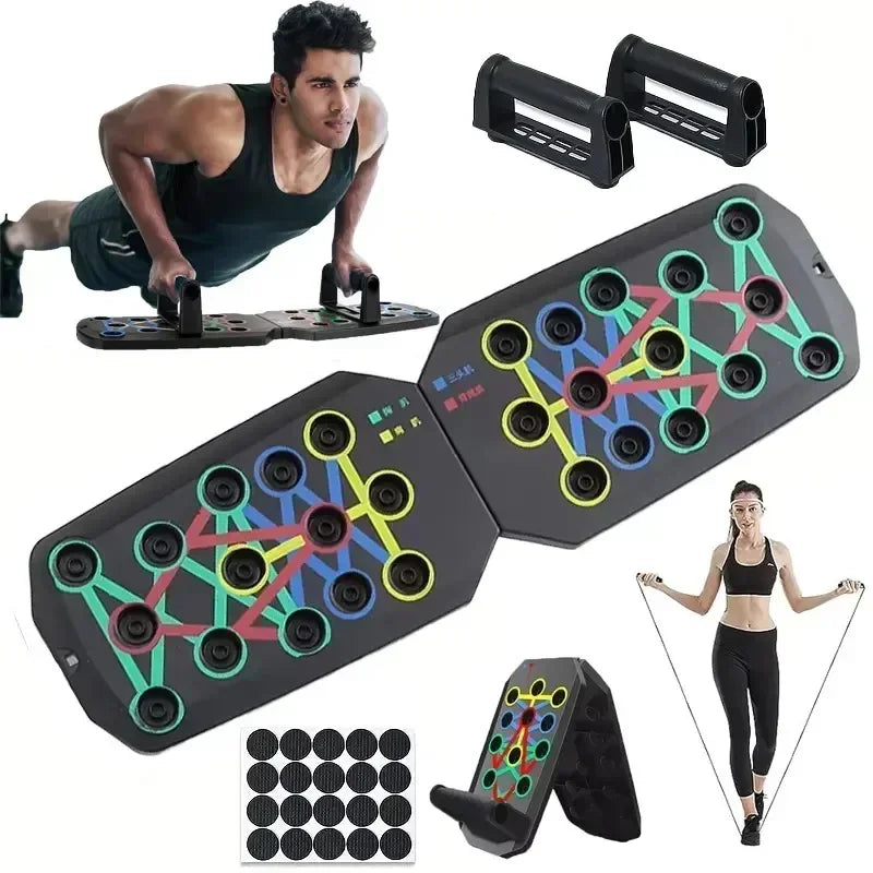 Foldable Push-Up Board Set – Portable Multi-Function Station w/ Handles