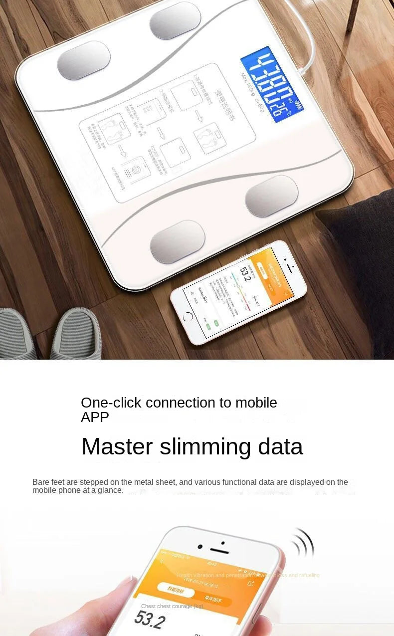 Smart Body Fat Scale Bluetooth – Digital Weight, BMI & Health Tracker App