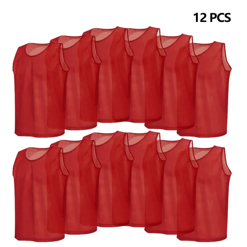 12PCS Kids Basketball Jerseys – Quick Dry Youth Soccer Training Pinnies Set