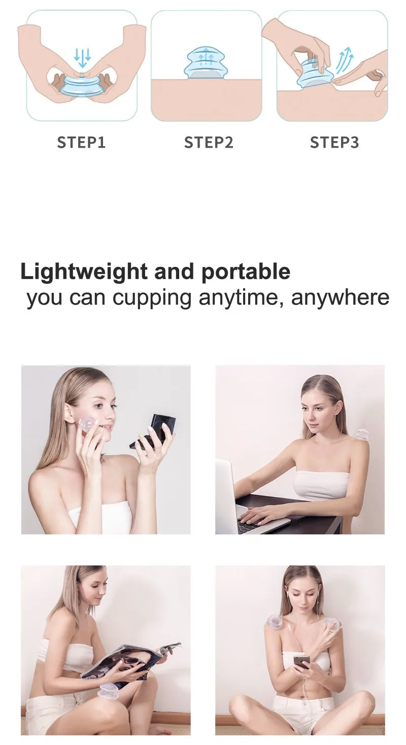 Silicone Vacuum Cupping Set – Anti-Cellulite Massage Gua Sha Cups for Body