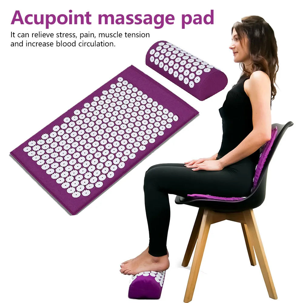 65x40cm Acupressure Mat & Pillow Set – Massage Cushion for Back, Neck & Stress Relief