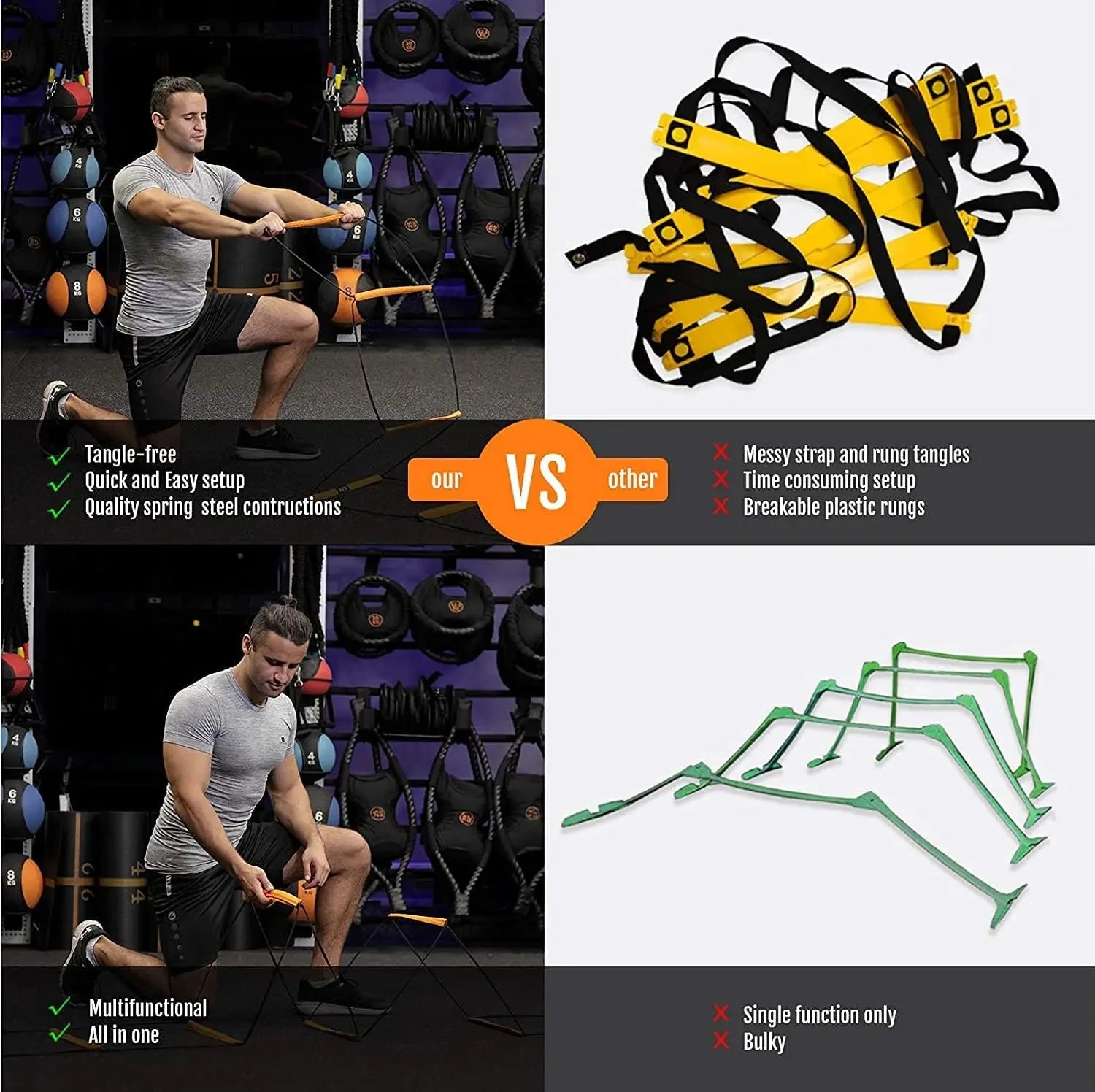 Dual-Use Agility Ladder – Football Soccer Speed & Jump Training Ladder for Sports