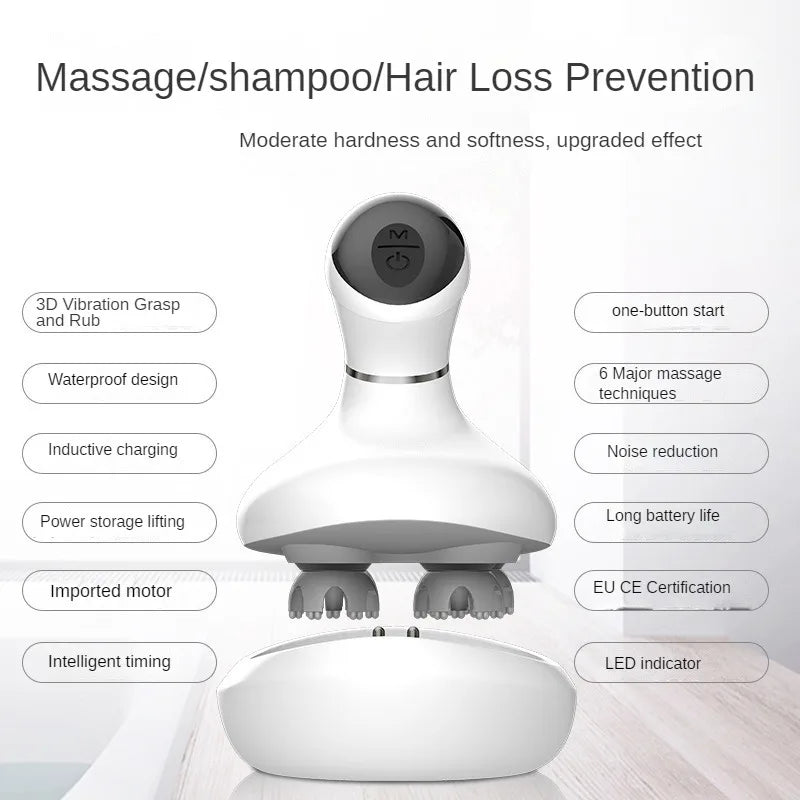 Electric Scalp Head Massager Waterproof Vibration Kneading Massage Tool for Hair & Pet