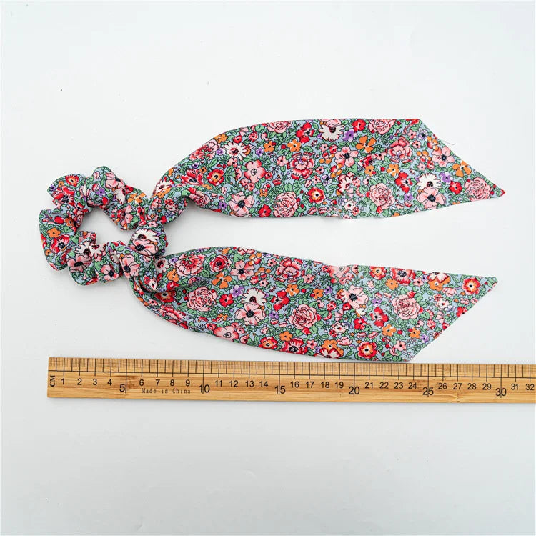 🎀 Leopard Satin Bow Ponytail Scarf – Long Ribbon Hair Tie Scrunchie