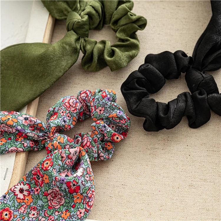 🎀 Leopard Satin Bow Ponytail Scarf – Long Ribbon Hair Tie Scrunchie