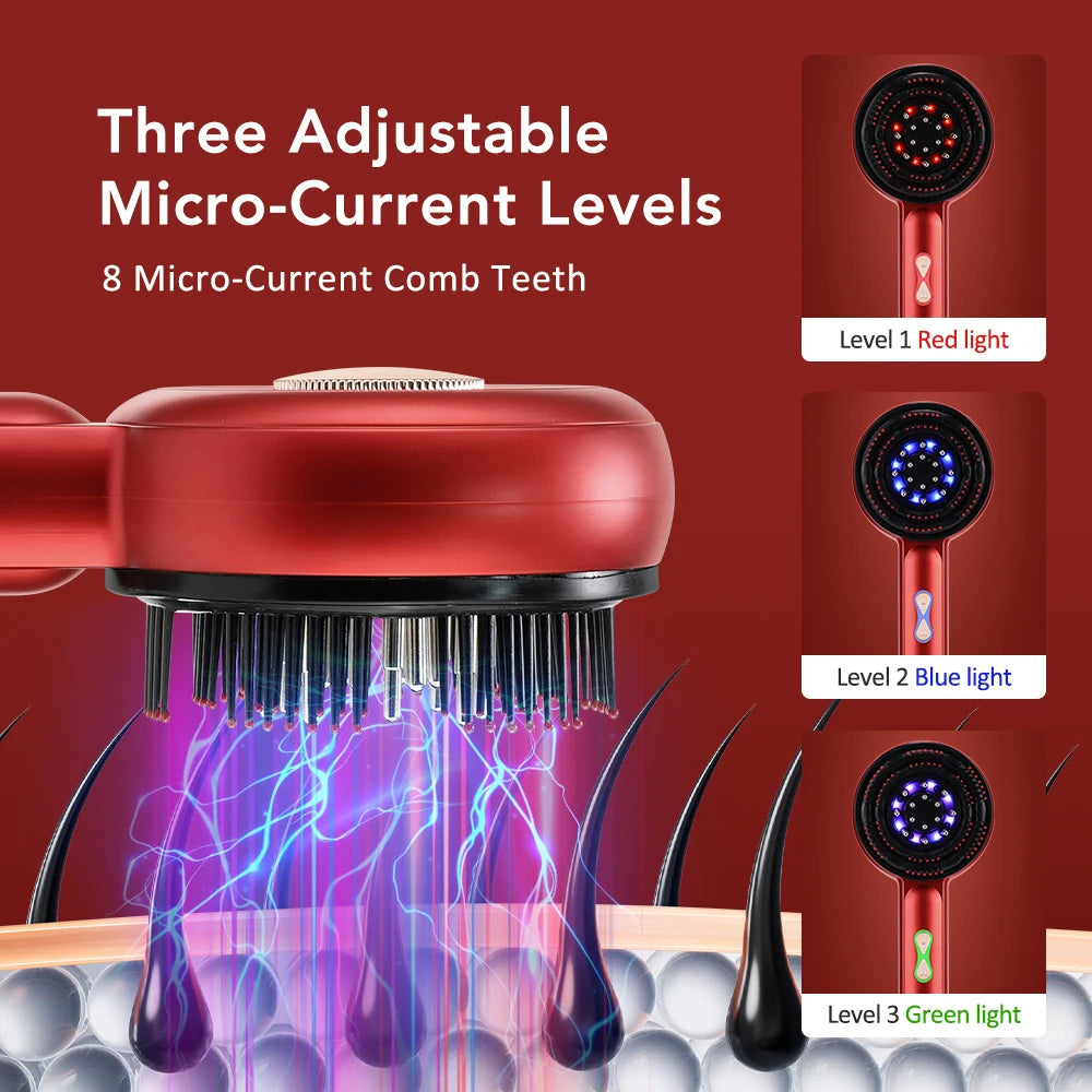LED Scalp Massage Brush – EMS Hair Growth Comb with Oil Applicator & Light