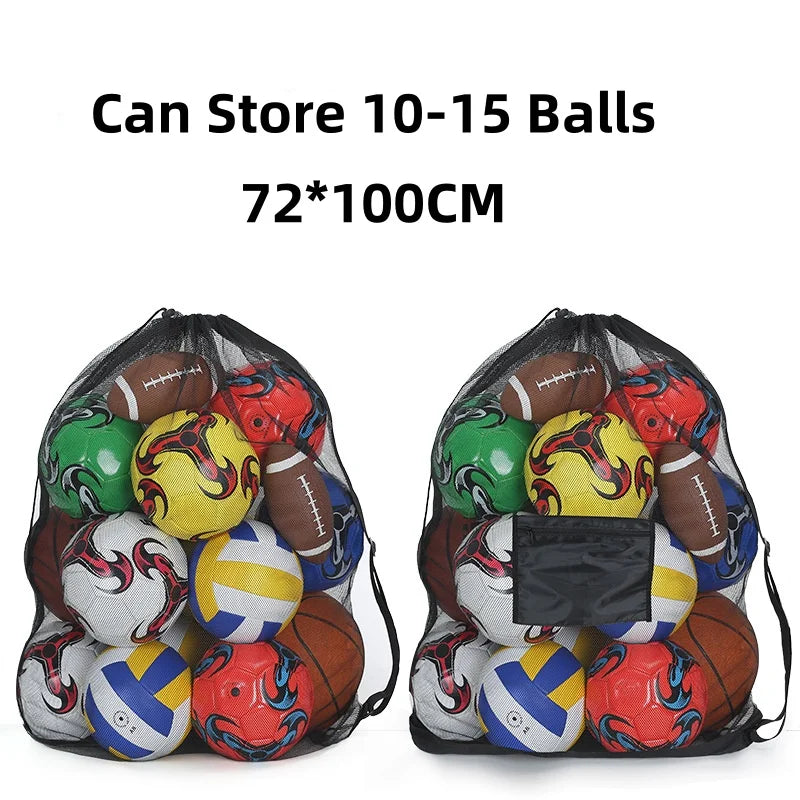 Mesh Ball Bag Backpack – Extra Large Football & Basketball Storage Net for Sports