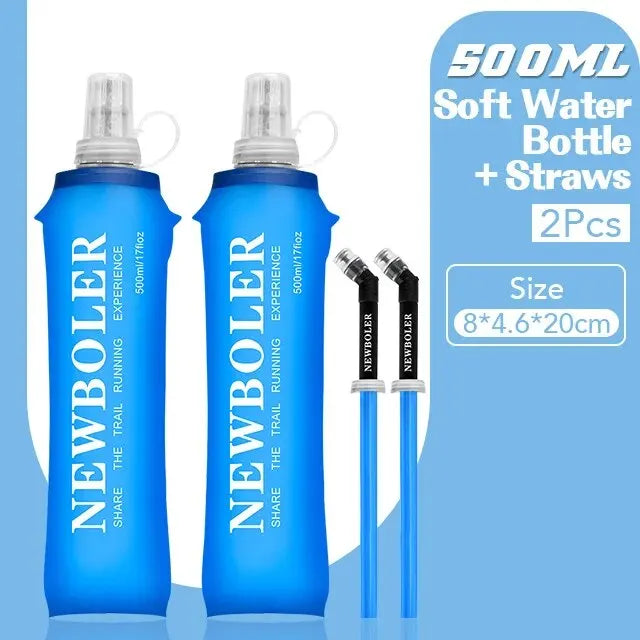 NEWBOLER Collapsible Water Bottle – 250ml/500ml Soft Foldable Running Flask
