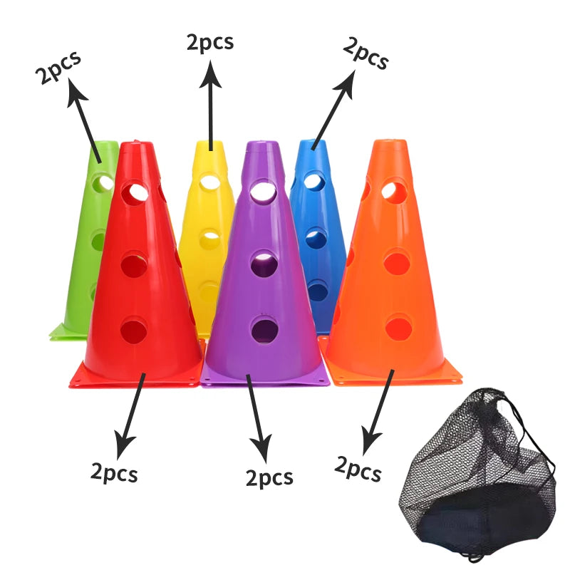 12/18/24/30/36PCS Agility Marking Cones – Sports Training Cones with Holes for Drills