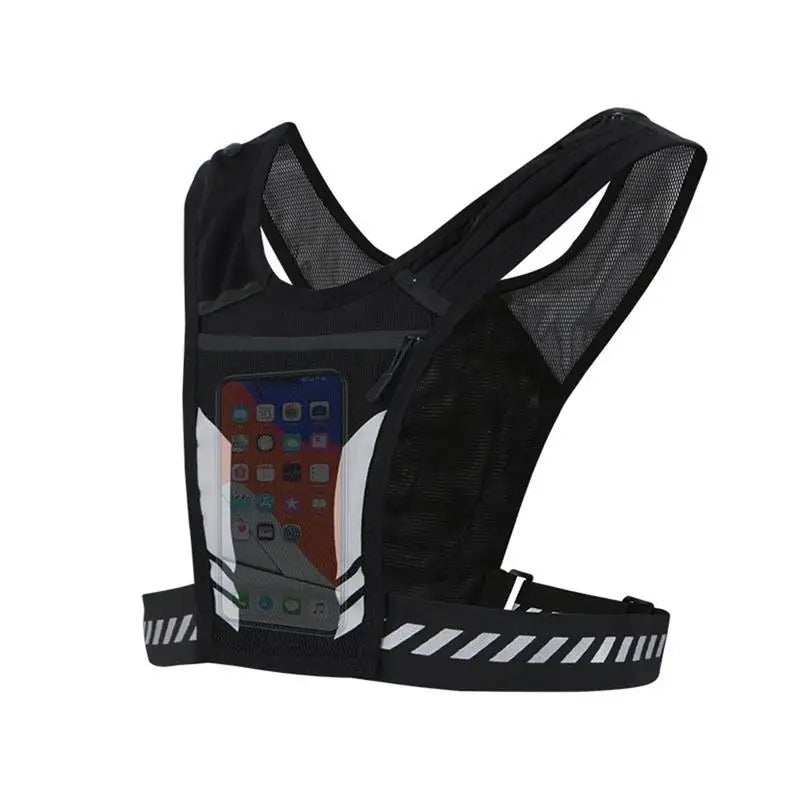 Reflective Running Vest w/ Bottle Holder – Lightweight Hydration Pack for Jogging