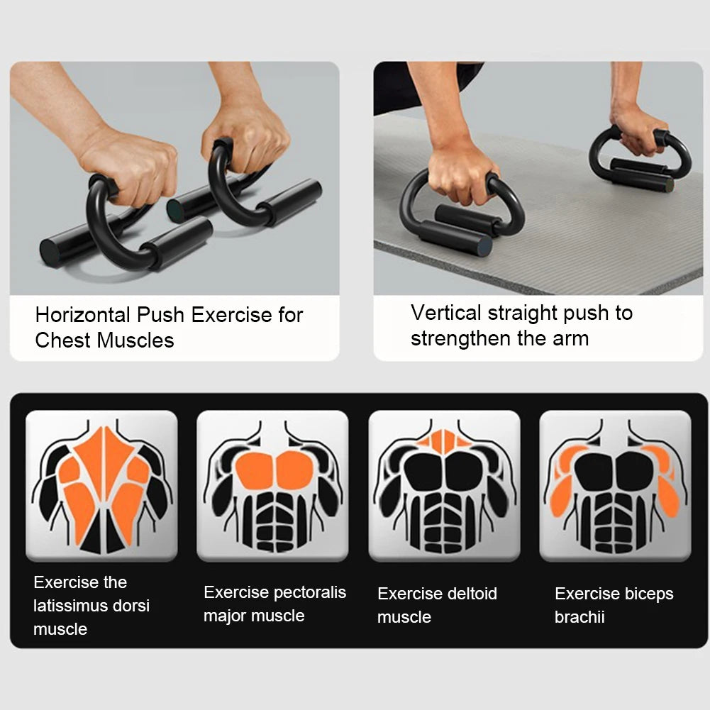 S-Shaped Push-Up Bars – Non-Slip Foam Grip Handles for Chest, Arm & Shoulder Strength Training