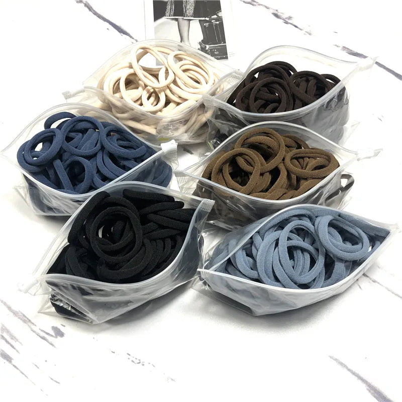 20/50PCS Hair Ties Set – Simple Elastic Rubber Bands for Women Girls Ponytails (4cm)