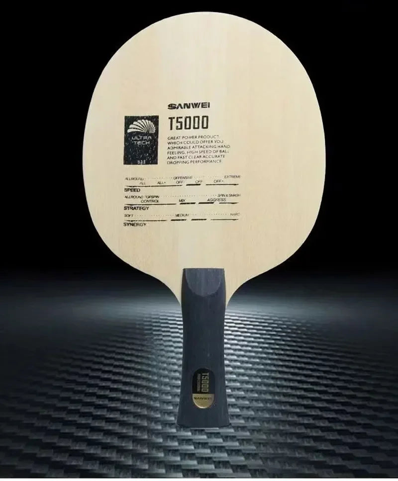 SANWEI T5000 Ping Pong Blade – 5 Wood 2 Carbon Offensive Racket