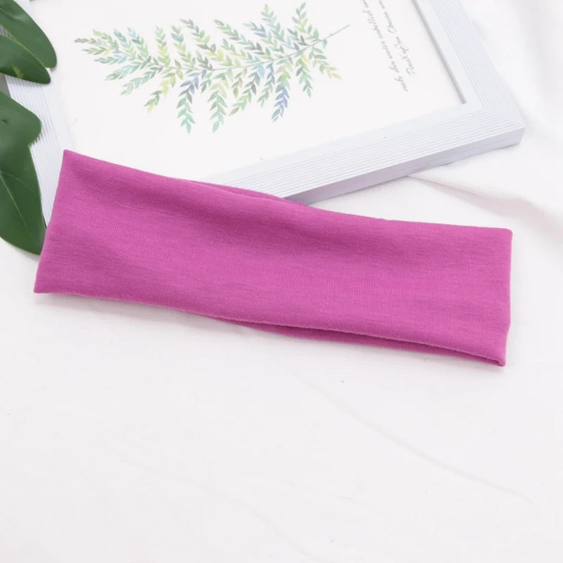 Elastic Cotton Yoga Headbands – Solid Colour Stretch Hair Bands for Sports & Fitness