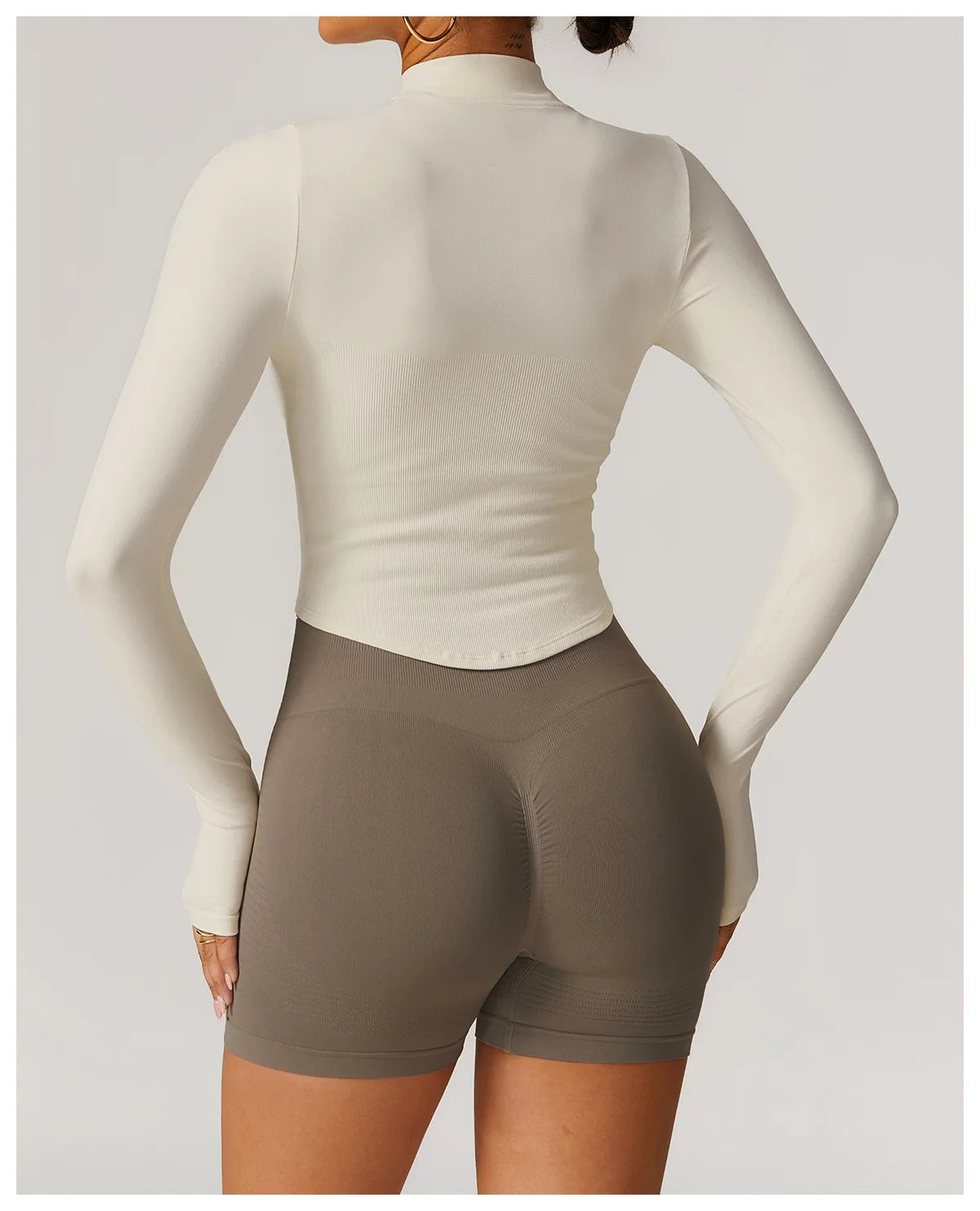 🔥 Women’s Zipper Crop Jacket – Long Sleeve Yoga Sports Top
