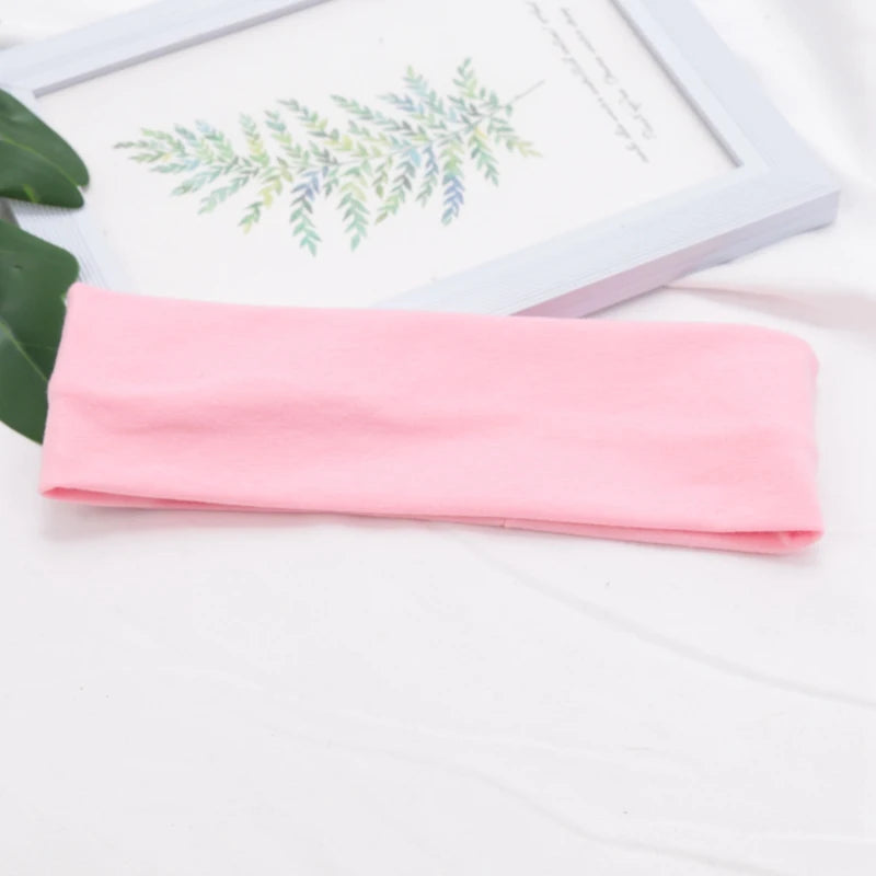 Elastic Cotton Yoga Headbands – Solid Colour Stretch Hair Bands for Sports & Fitness