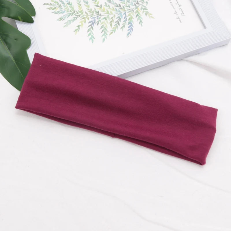 Elastic Cotton Yoga Headbands – Solid Colour Stretch Hair Bands for Sports & Fitness