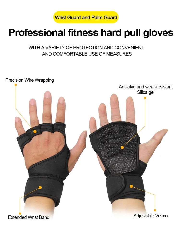 🧤 Fitness Gym Gloves for Men & Women – Anti-Slip Weightlifting & Training Gloves with Wrist Support