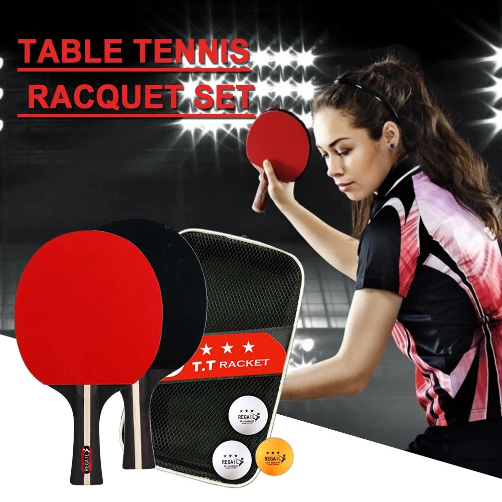 Table Tennis Racket Set – 2 Bats 3 Balls for Training & Beginners