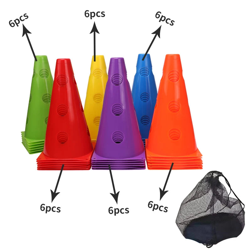 12/18/24/30/36PCS Agility Marking Cones – Sports Training Cones with Holes for Drills