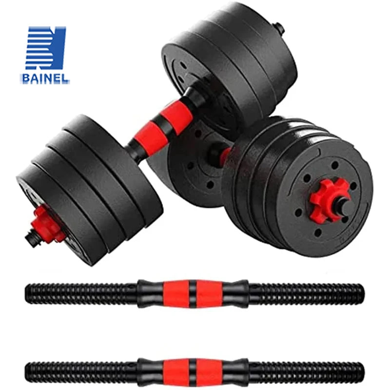 PVC Dumbbell Bar with Spin-Lock Collars – Barbell Handles for Home Gym Strength Training