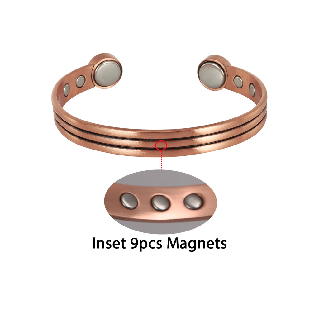 Vinterly Pure Copper Magnetic Bracelet – Adjustable Vintage Bangle for Arthritis Relief