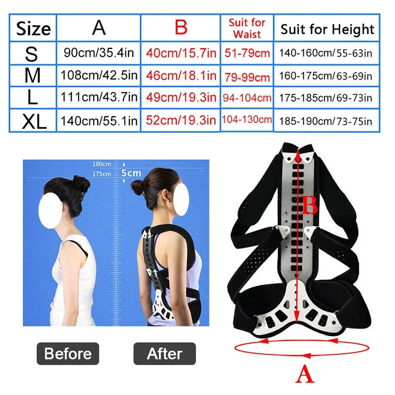 📏 Adjustable Back Brace – Posture Corrector for Women & Men with Spine Straightener