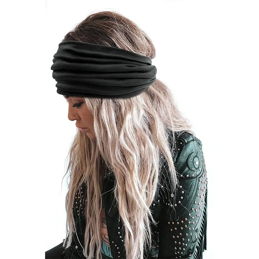 Colorful Wide Workout Headbands – Extra Large Boho Turban Wraps