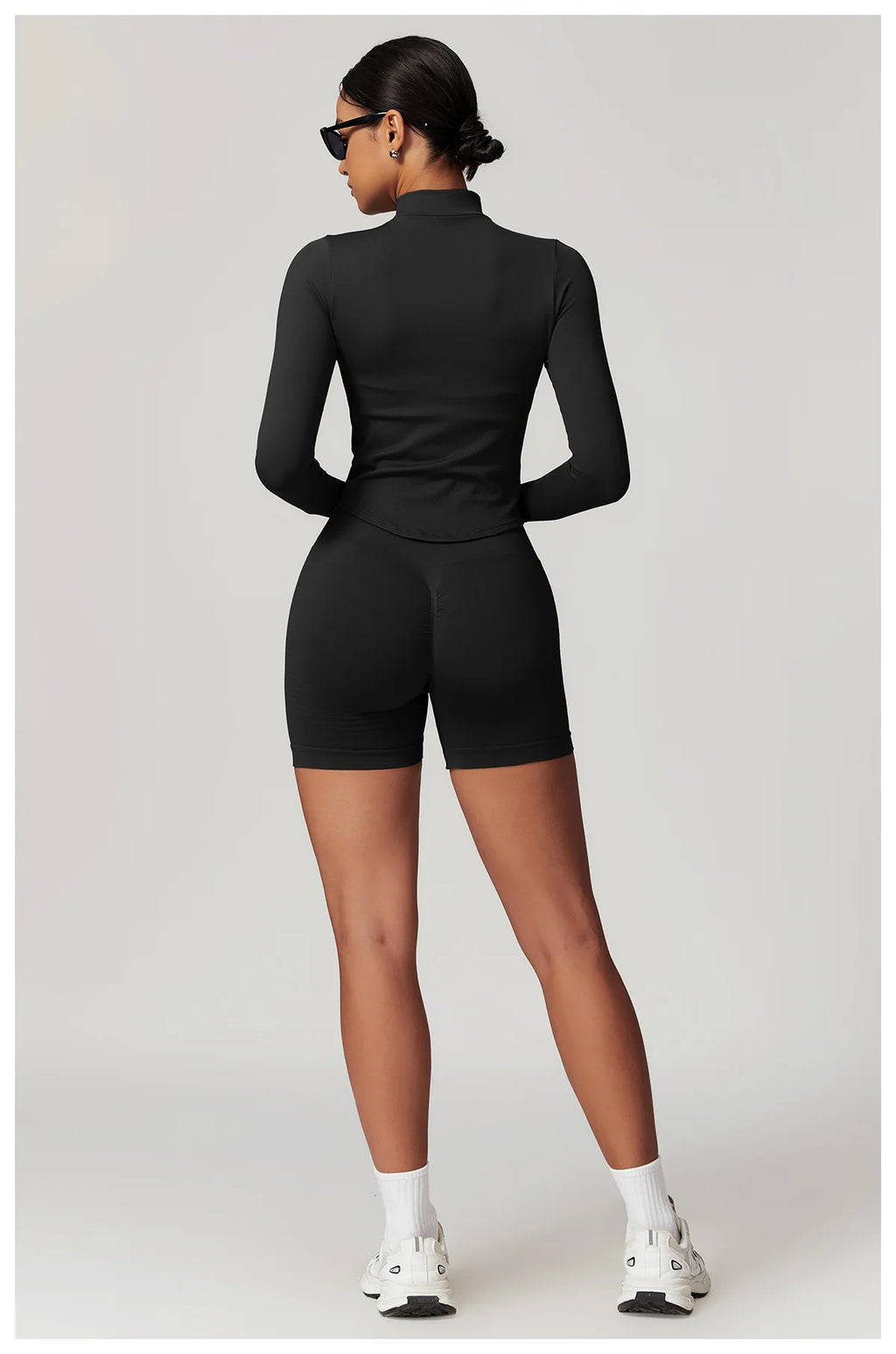 Women’s Zipper Crop Jacket – Long Sleeve Yoga Sports Top for Workout & Gym