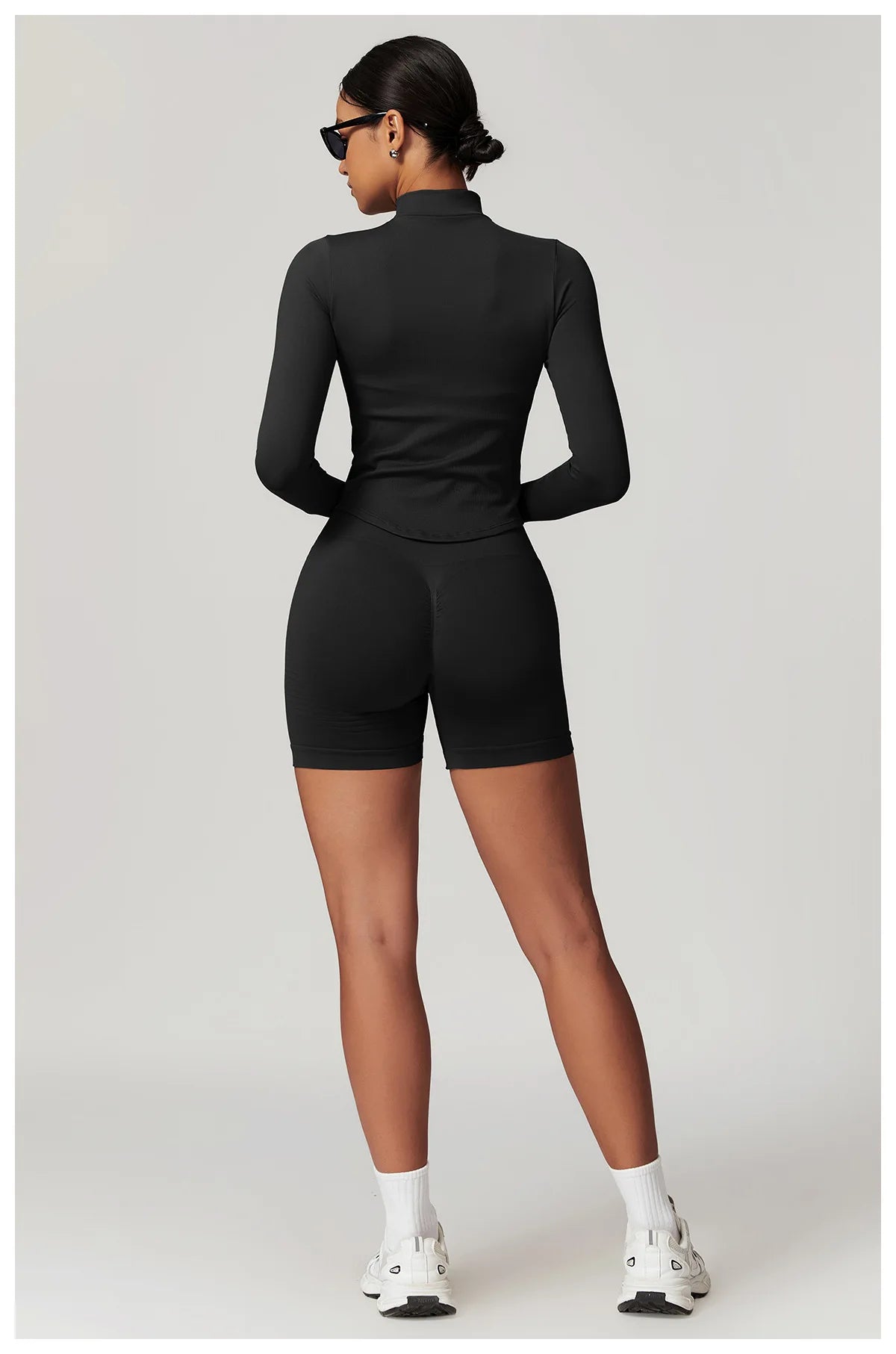 🔥 Women’s Zipper Crop Jacket – Long Sleeve Yoga Sports Top
