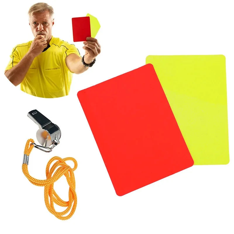 Referee Whistle with Red & Yellow Card Set – Professional Football & Soccer Match Official Kit