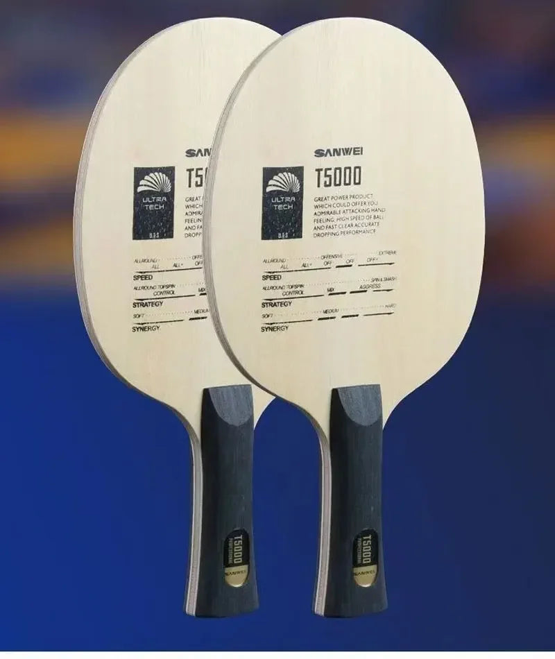 SANWEI T5000 Ping Pong Blade – 5 Wood 2 Carbon Offensive Racket