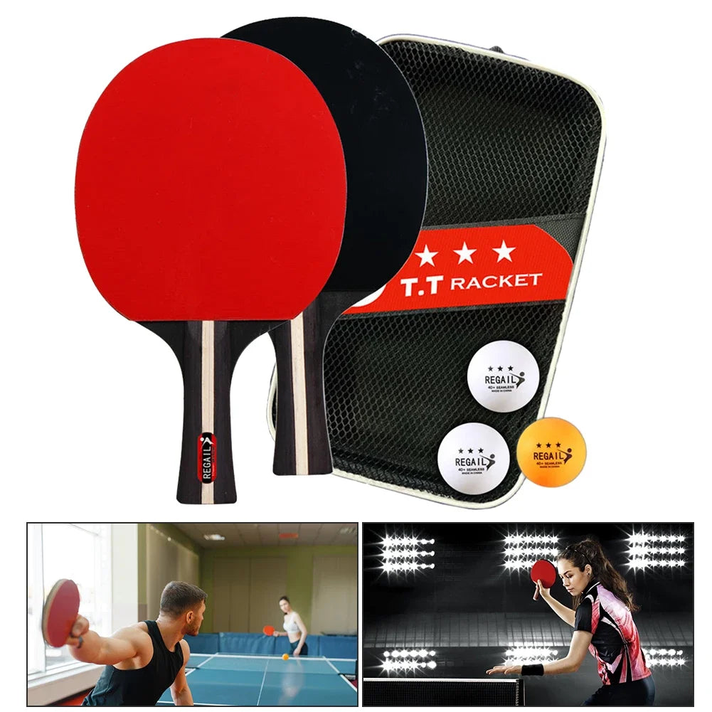 Table Tennis Racket Set – 2 Bats 3 Balls for Training & Beginners