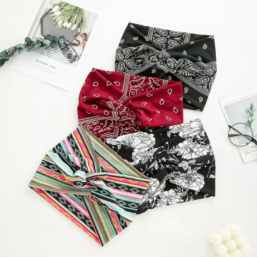 Colorful Wide Workout Headbands – Extra Large Boho Turban Wraps