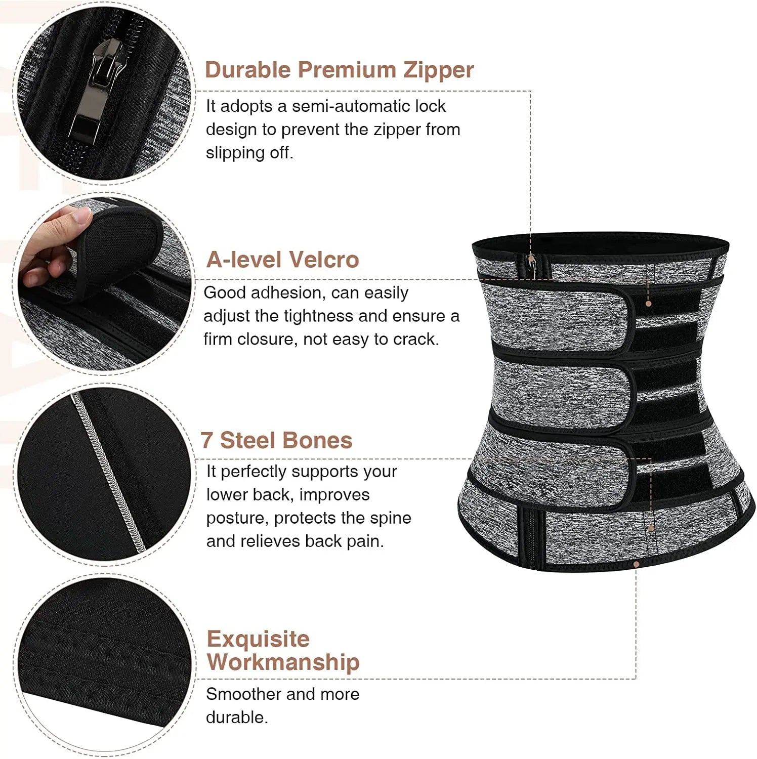 💪 3-Strap Waist Trainer Cincher – Women’s Slimming Sweat Belt for Workouts