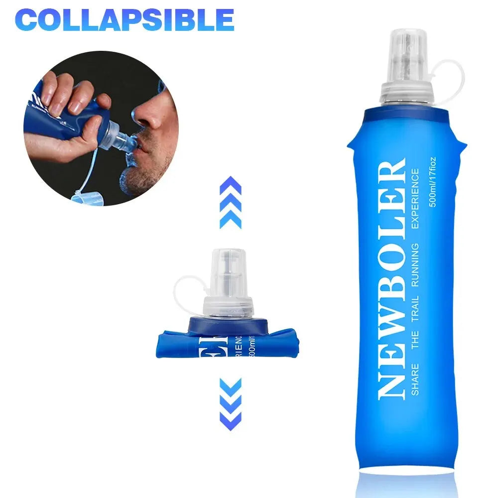 NEWBOLER Collapsible Water Bottle – 250ml/500ml Soft Foldable Running Flask