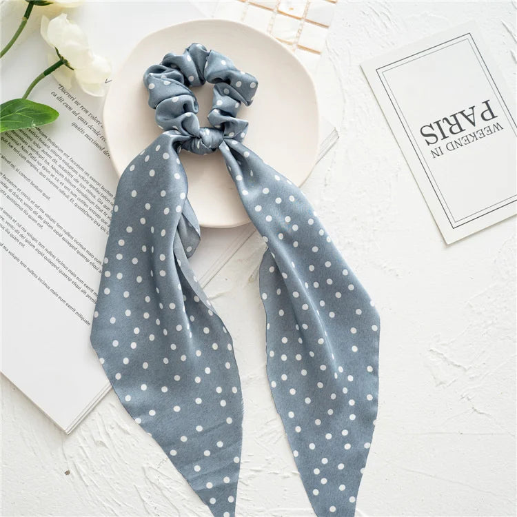 🎀 Leopard Satin Bow Ponytail Scarf – Long Ribbon Hair Tie Scrunchie