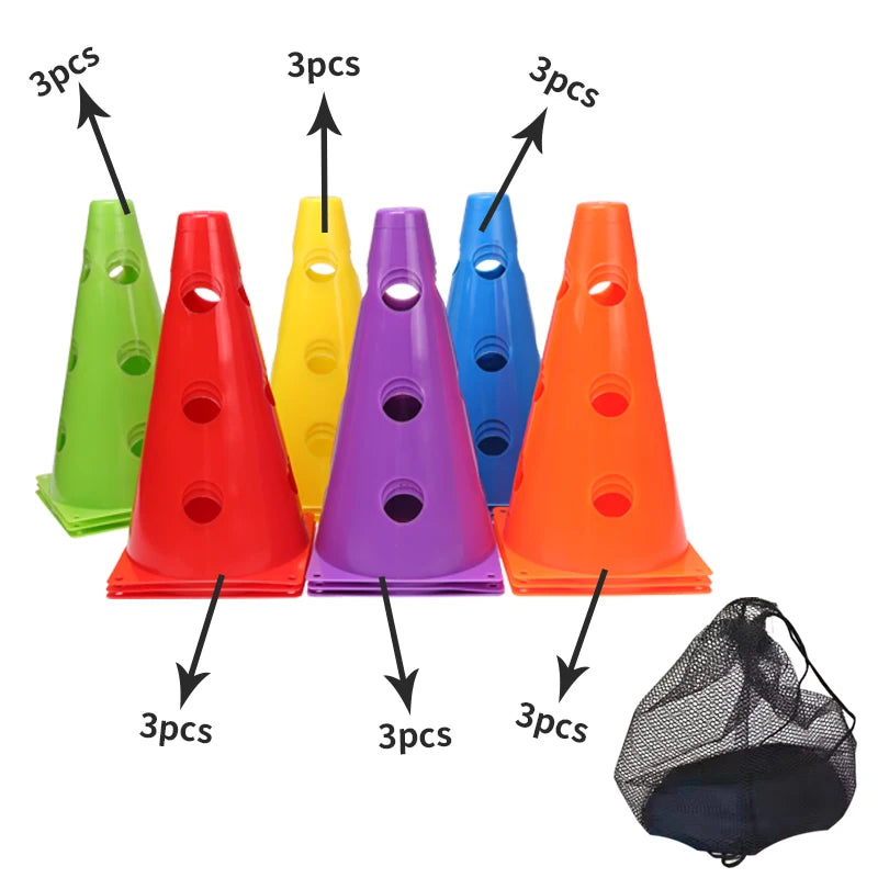 12/18/24/30/36PCS Agility Marking Cones – Sports Training Cones with Holes for Drills