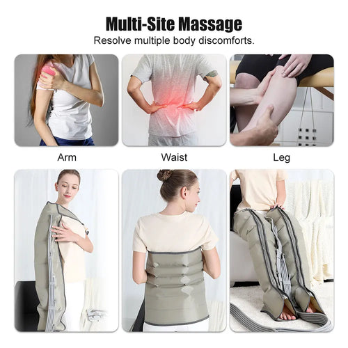 Air Chambers Compression Massager | Vibration + Infrared Therapy | Multi-Function Leg, Arm & Waist Pneumatic Air Wraps | Muscle Relaxation & Pain Relief