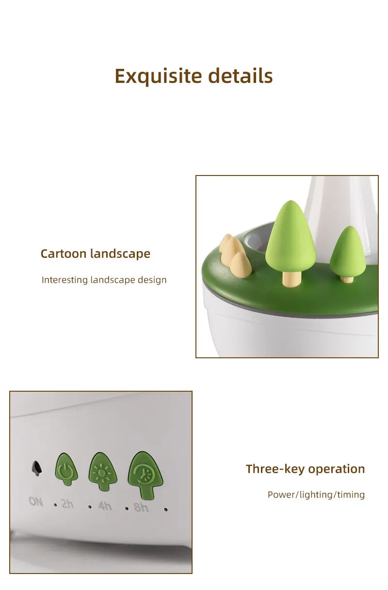 Mushroom Raindrop Aroma Diffuser – Night Light Essential Oil Humidifier for Home