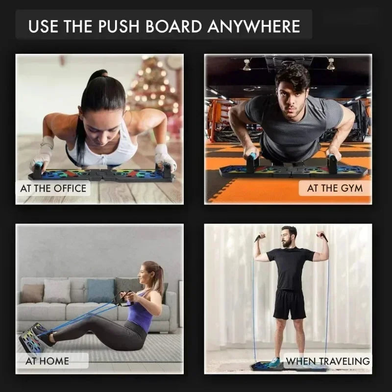 Foldable Push-Up Board Set – Portable Multi-Function Station w/ Handles