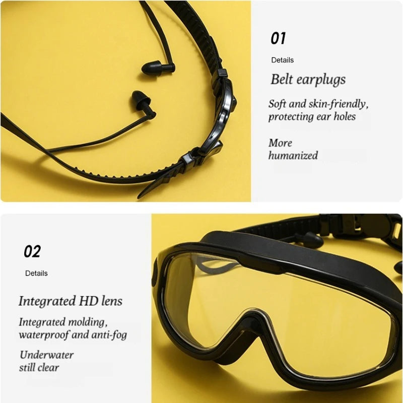 🥽 HD Anti-Fog Swimming Goggles – Large Frame