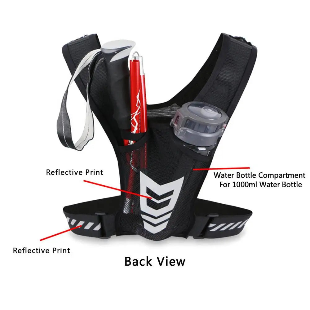 Reflective Running Vest w/ Bottle Holder – Lightweight Hydration Pack for Jogging
