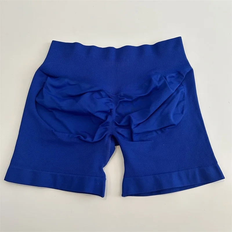 Low-Rise Seamless Scrunch Yoga Shorts – Ribbed Booty Lift Gym Workout Wear