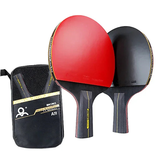 5/6 Star Professional Ping Pong Racket Set – 2 Bats + Bag