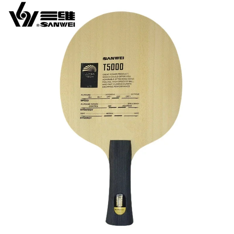 SANWEI T5000 Ping Pong Blade – 5 Wood 2 Carbon Offensive Racket