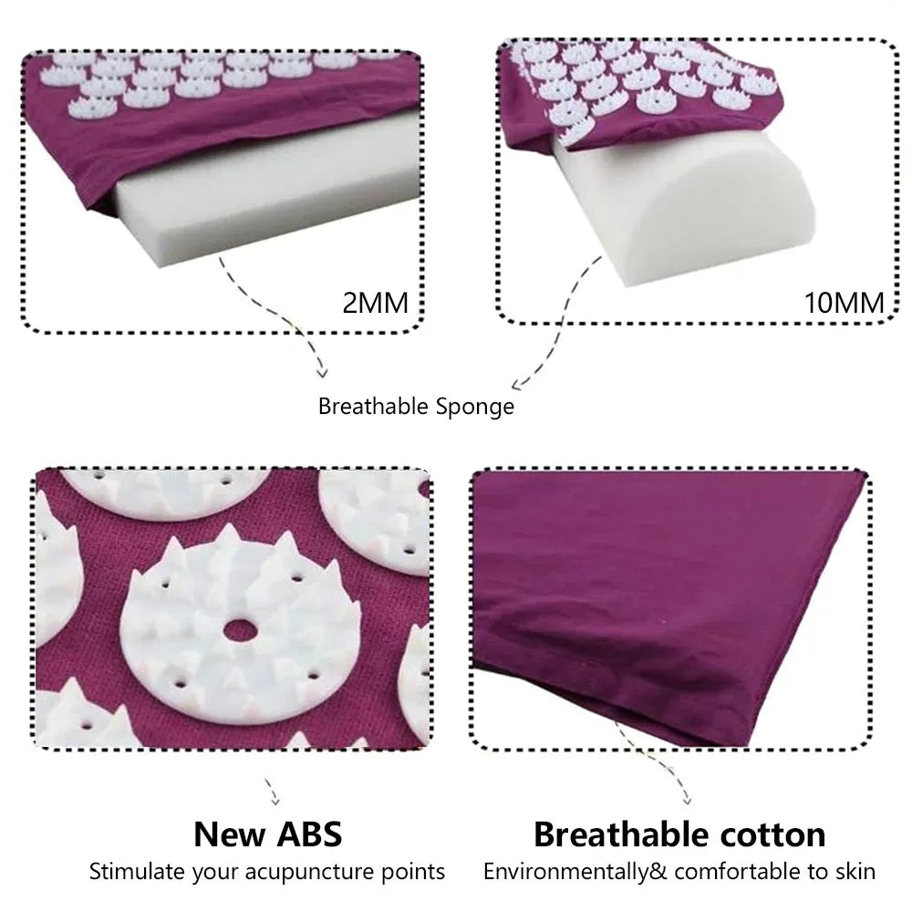 65x40cm Acupressure Mat & Pillow Set – Massage Cushion for Back, Neck & Stress Relief