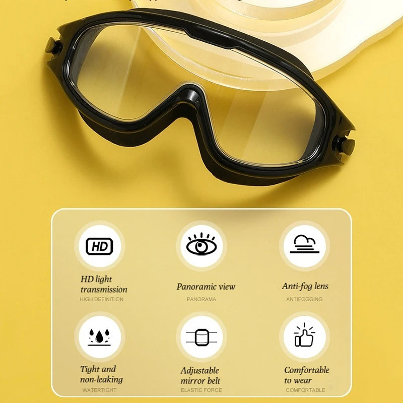 🥽 HD Anti-Fog Swimming Goggles – Large Frame