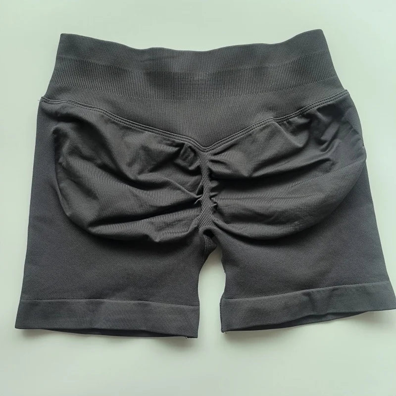 Low-Rise Seamless Scrunch Yoga Shorts – Ribbed Booty Lift Gym Workout Wear