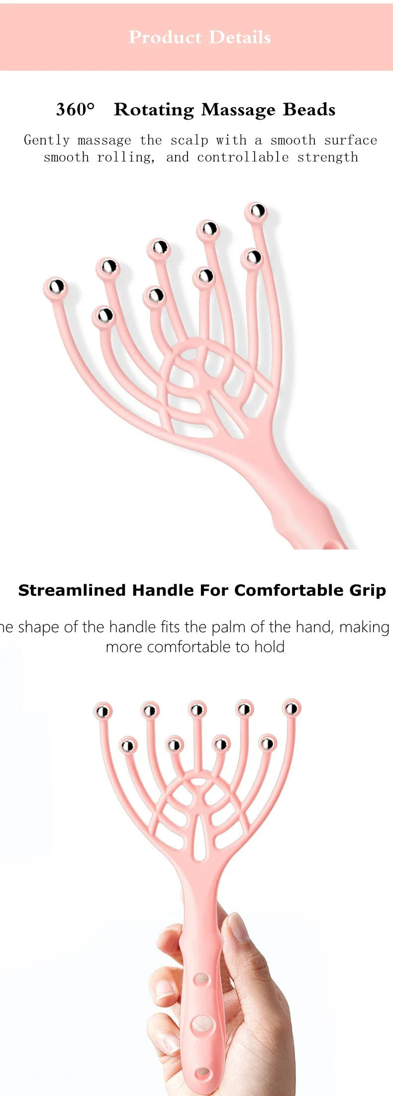 Multi-Function Scalp Massager Tool Head, Body, & Stress Relief Brush for Hair & Relaxation
